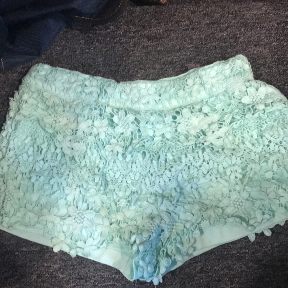 Mint floral shorts